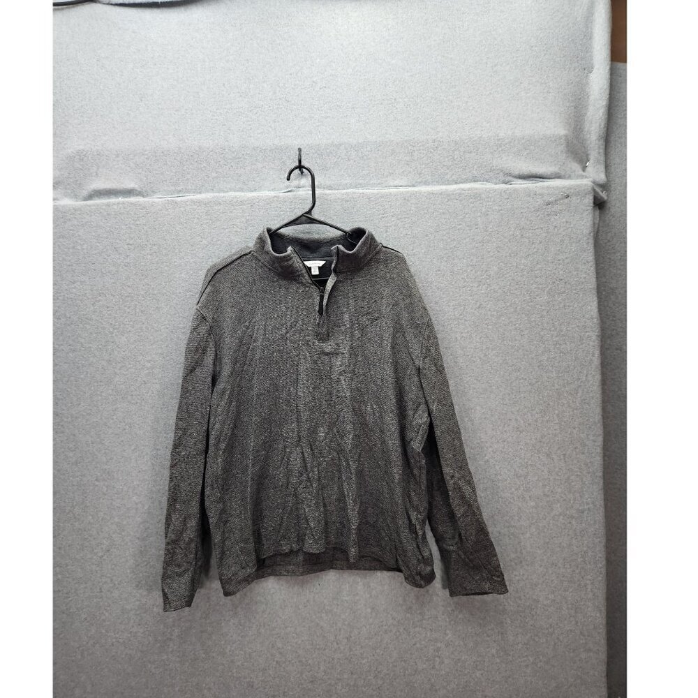 Calvin Klein Mens XL Quarter-Zip Pullover Sweater Gray Cotton Blend